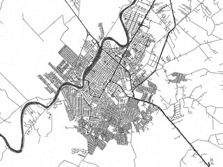 Naklejka premium Black and white map poster of Monteria, Colombia, illustrated in hand-drawn style.