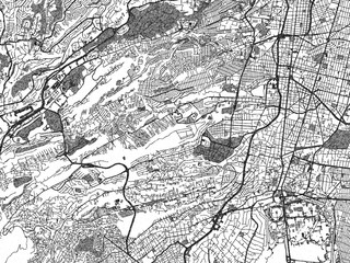 Fototapeta premium Artistic monochrome city map of Alvaro Obregon, Mexico, created in a hand-drawn style.