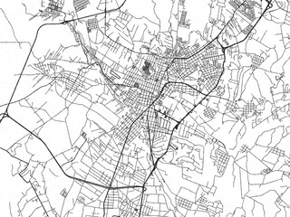 Fototapeta premium Decorative black and white map of Atlixco, Mexico, rendered in sketch-like style.