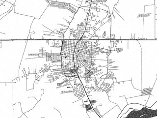 Obraz premium Detailed black and white map of Cardenas, Mexico, in artistic sketch style.