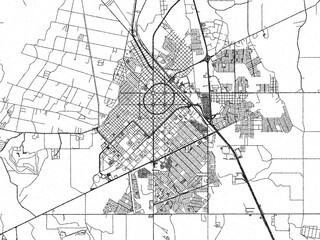 Decorative monochrome illustration of Ciudad Delicias, Mexico, showing its detailed grid.