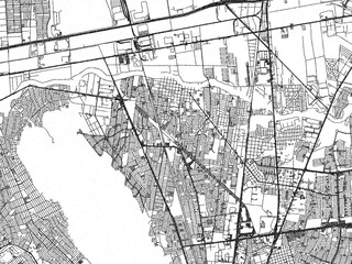 Obraz premium Urban black and white map of Ciudad General Escobedo, Mexico, designed in a sketch style for prints.