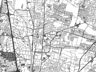 Obraz premium Poster-ready black and white illustration map of Cuautitlan, Mexico, detailed and artistic.