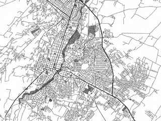 Naklejka premium Decorative black and white map of Cuautla, Mexico, rendered in sketch-like style.