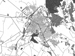 Obraz premium Black and white map poster of Guamuchil, Mexico, illustrated in hand-drawn style.
