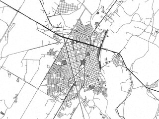 Fototapeta premium Poster-ready black and white illustration map of Guasave, Mexico, detailed and artistic.