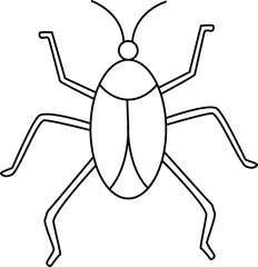 Black and white drawing of an insect with antennae and six legs