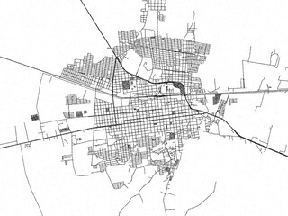 Fototapeta premium Stylized decorative city map of Heroica Caborca, Mexico, hand-drawn in black and white.