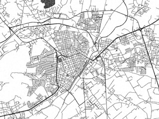 Naklejka premium Decorative black and white map of Lagos de Moreno, Mexico, rendered in sketch-like style.
