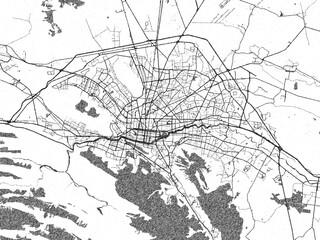 Obraz premium Artistic urban sketch of Monterrey, Mexico, detailed in black and white map form.