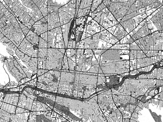 Obraz premium Monochrome sketch map of Monterrey Center, Mexico, ideal for posters, prints, and travel design.