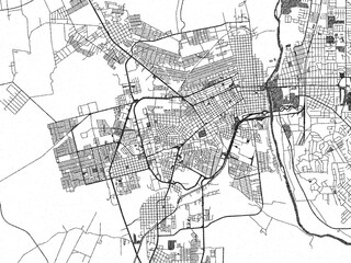 Fototapeta premium Black and white map poster of Piedras Negras, Mexico, illustrated in hand-drawn style.