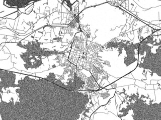 Obraz premium Artistic monochrome city map of Patzcuaro, Mexico, created in a hand-drawn style.