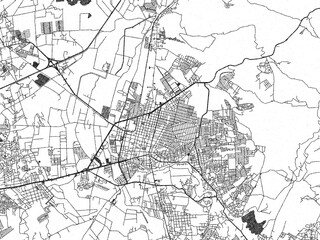 Naklejka premium Monochrome hand-drawn style map of Tulancingo, Mexico, ideal for decorative and editorial use.