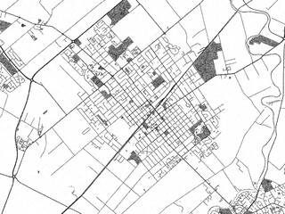 Fototapeta premium Black and white illustrated map of Hastings, New Zealand, with streets, rivers, and neighborhoods.
