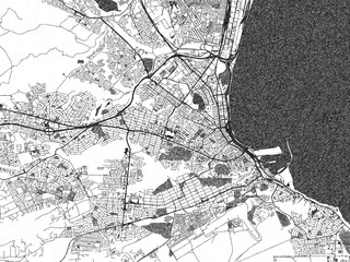 Obraz premium Decorative black and white map of Port Elizabeth, South Africa, rendered in sketch-like style.