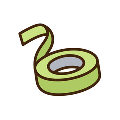 Illustration of Green Adhesive Tape Roll with Brown Outline on Transparent Background