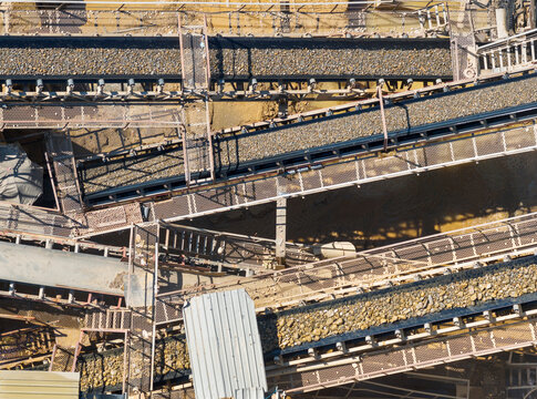 Aerial Sand Gravel Processing Plant Conveyor Systems