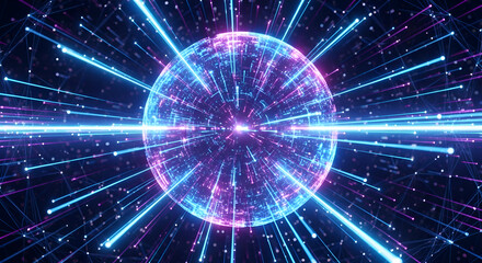 Futuristic Globe with Glowing Data Streams