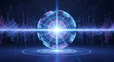 Futuristic Technology Sphere with Data Wave