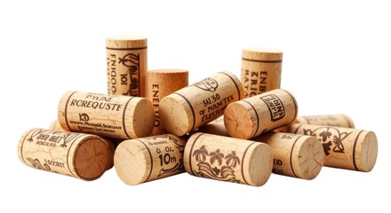 Wine Cork Collection Photograph Featuring Detailed Engravings for Wine Enthusiasts and Crafts.