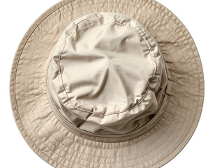 - Classic Beige Bucket Hat on White Background