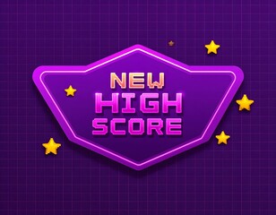 "New High Score" on a Retro Arcade Style Banner