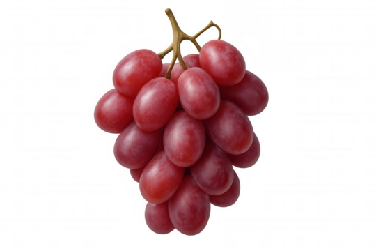 Red grapes bunch isolated, fresh fruit, sweet healthy food, natural product without stem, transparent background