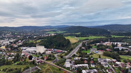A Beautiful Aerial View Showing a Scenic Landscape with Expansive Fields and Winding Roads