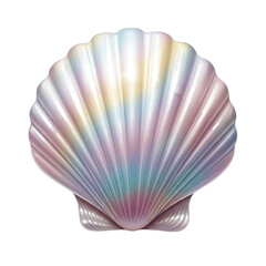 Fototapeta premium A captivating iridescent seashell displays a spectrum of pastel hues, radiating beauty and elegance. transparent png