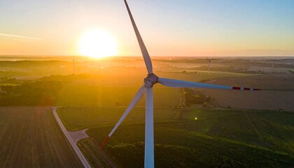 Sunrise over wind turbine farm