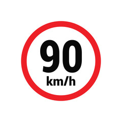 Speed limit sign 90 km h icon vector design illustration