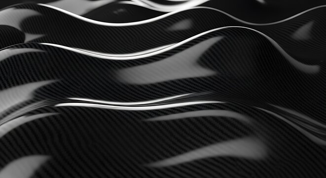 Abstract Carbon Fiber Waves Modern Texture with Light Reflections.