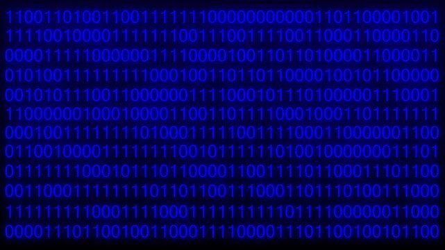Binary Code animation. Computer programming coding concept, Rows of ones and zeros in a binary pattern