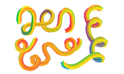 Hand drawn swirly colorful abstract shapes vector illustration scalable graphic design isolated on transparent background