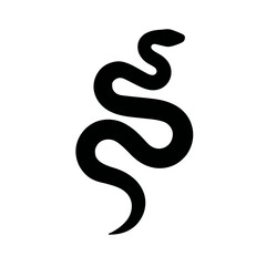 Stylized black snake silhouette winding upwards on a white background, concept for tattoo design, gaming logo, and app icon