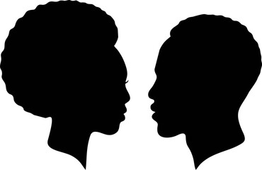 Silhouette of African Couple Facing Each Othe