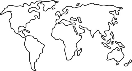 Simple World Map Outline Vector