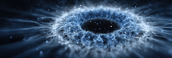 Dynamic Energy Swirl Displaying Vibrant Particles and Light in a Mesmerizing Cosmic Scene With a Dark Center