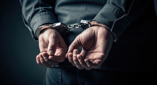 Person in handcuffs arrested for crime