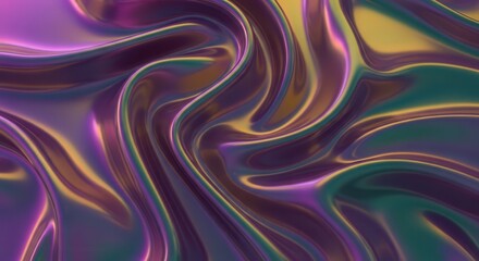 Fototapeta premium Vibrant abstract background of flowing iridescent liquid metal texture