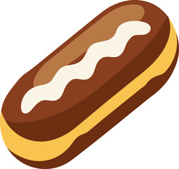 Sweet Chocolate Eclair Pastry Dessert Flat Design Icon