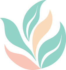 Elegant Abstract Leaf Design in Soft Pastel Colors