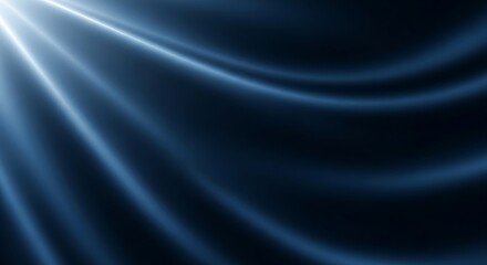 Obraz premium Elegant glow with soft blue-white gradient fabric texture, mysterious illuminated dark background with abstract beams for banner design