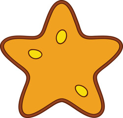 Cute Cartoon Golden Starfish or Star Cookie Vector
