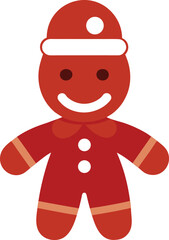 Cute Christmas Gingerbread Cookie in Santa Suit Vector