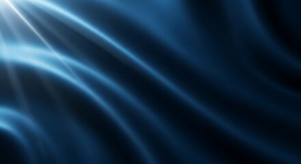 Fototapeta premium Elegant glow with soft blue-white gradient fabric texture, mysterious illuminated dark background with abstract beams for banner design