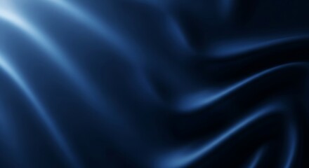 Fototapeta premium Elegant glow with soft blue-white gradient fabric texture, mysterious illuminated dark background with abstract beams for banner design