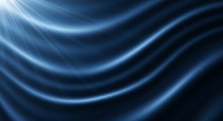 Obraz premium Elegant glow with soft blue-white gradient fabric texture, mysterious illuminated dark background with abstract beams for banner design