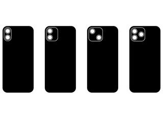 黒地のモノクロの背面から見たスマートフォン